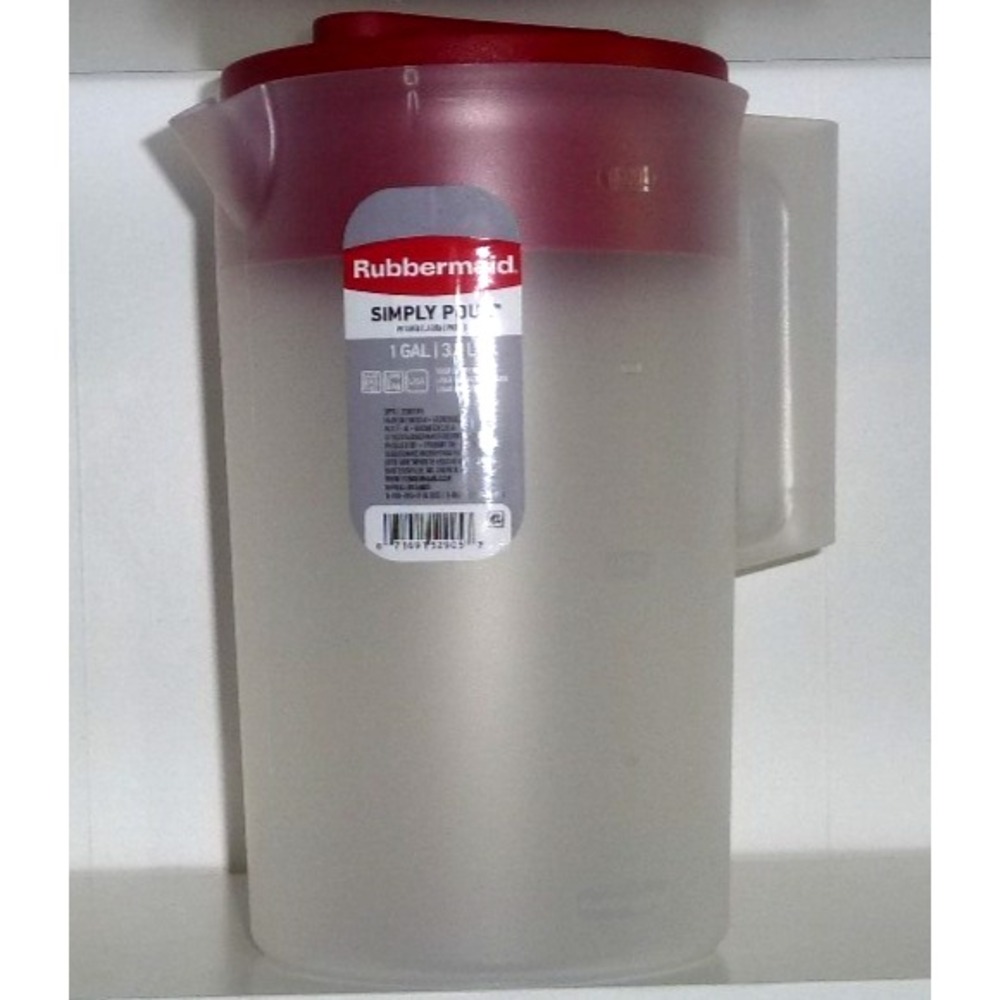 Rubbermaid Red 1 Gallon Pitcher 3 Position Lid Ice Guard Sturdy Handle AUTHENTIC
